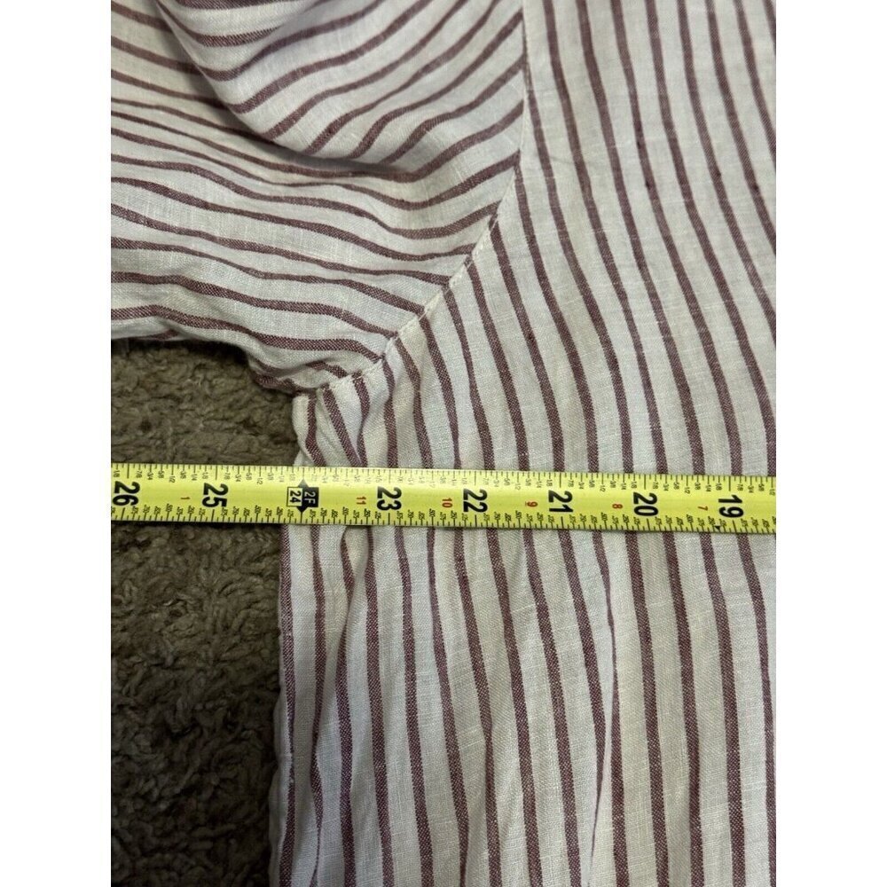 TAHARI Tunic Top Red Stripe Linen Lagenlook Popover Vneck Travel Vacation 1X - Picture 7 of 8